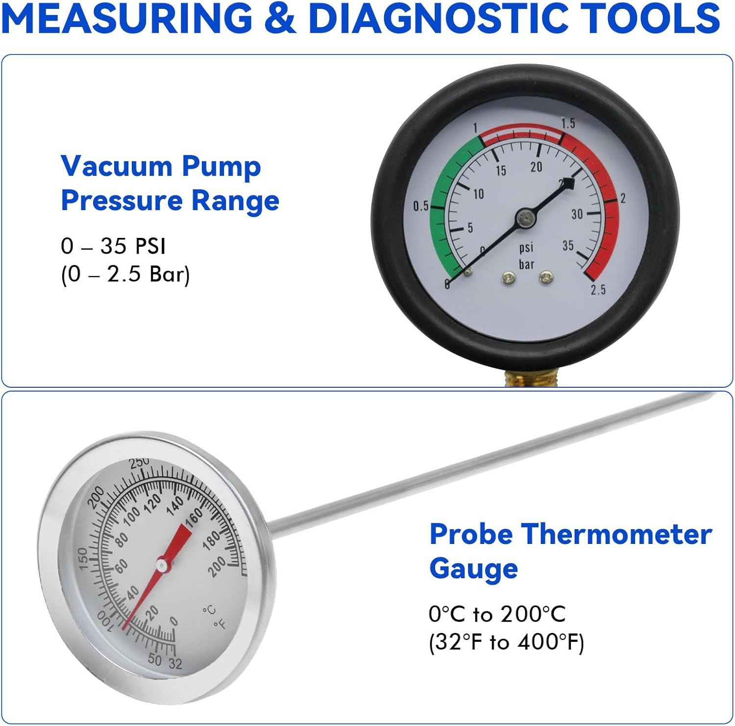 19PCS Radiator Pressure Tester Kit with 15 Adapters, Hand Pump, Probe Thermometer, Wrench & O-Rings &ndash; Cooling System Pressure Tester Kit Universal Coolant Pump Leak Detector for Cars, Suvs & Trucks image number 1