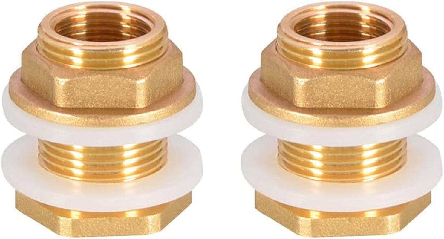 2 Pieces Water Tank Connector 3/4 Inch Premium Brass Rain Barrel Feed-Through + 2X Rubber Seals Ra-In Barrel Connector Water Butt Grommet for Rain Barrel Wa-Ter Butt Barrel image number 3
