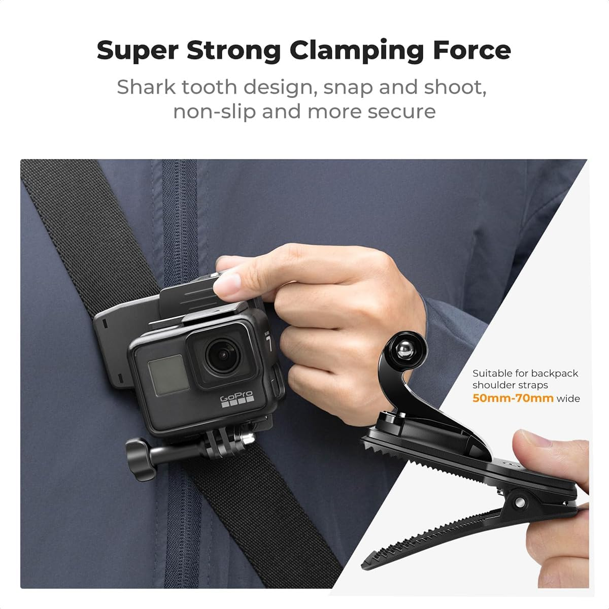 VOANZO Backpack Strap Clip Mount for Hero6/5/4/3 Session Yi 4K XIAOYI SJCAM Action Cameras Quick Hook Clamp Camera Mount for Hands Free Outdoor Recording image number 4