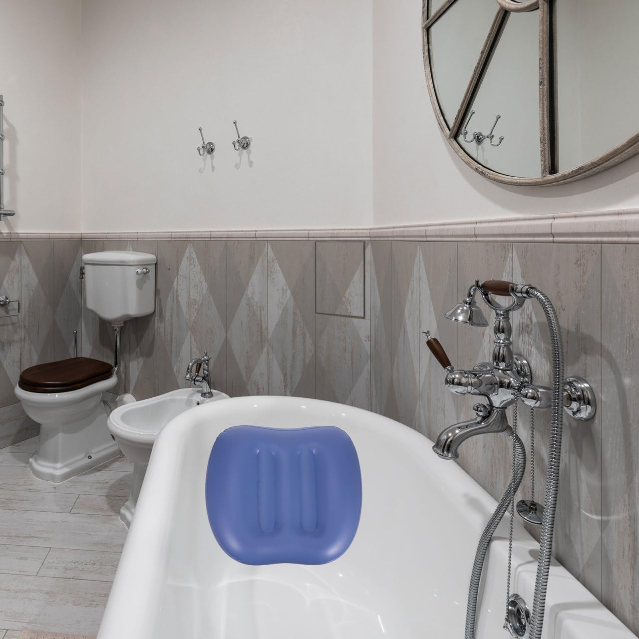 Ipetboom Bathtub Cushion Pillow - 1Pc Inflatable Tub Suction Pillow for Hot Tub Comfortable Headrest Portable Bath Relaxing Spa Seat Pad - 43X38X13Cm image number 1