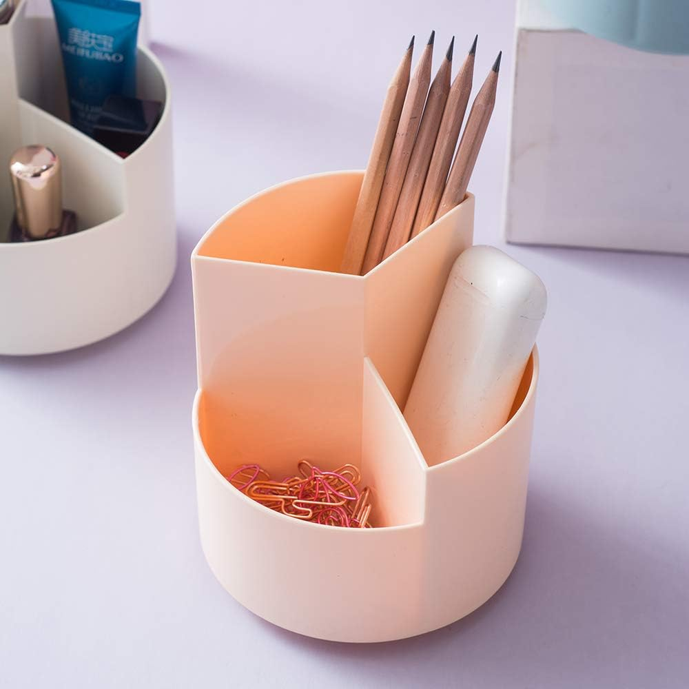 YOSCO 360&deg; Rotating 3 Grid Pen Holder Stand Pencil Cup Pot Desk Organizer Makeup Brush Holder (Blue) image number 3