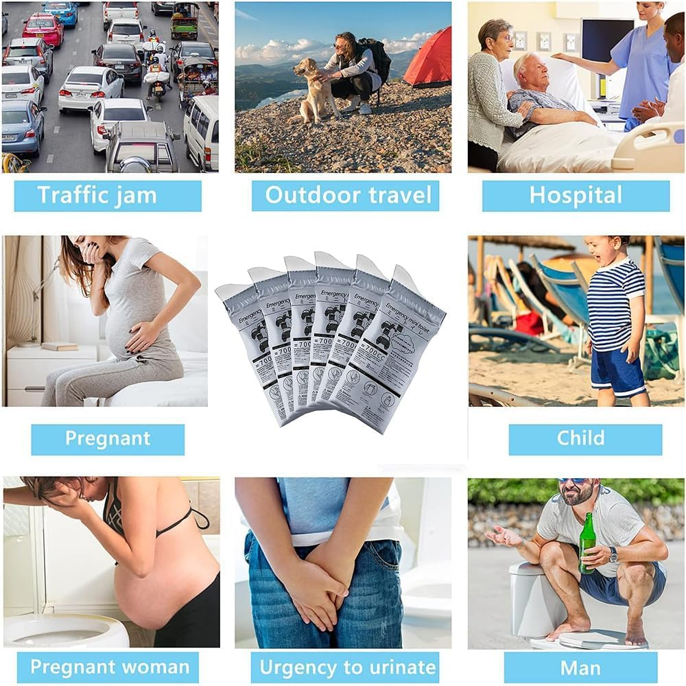 10 Pack Emergency Portable Urine Bag, Travel Urinal Bag, Unisex Urinal Bag, Disposable Urine Bag Suitable for Camping, Travel, Traffic Jams, Pregnant Women, Children, Patients image number 2