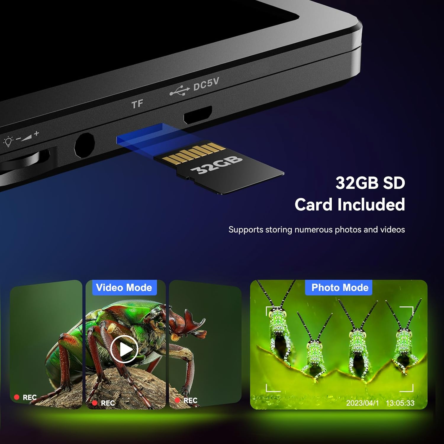 TOMLOV DM9 7" Digital Microscope: 1080P 1200X Coin Microscope Magnifier, 12MP Ultra-Precise Focusing LCD Soldering Microscopes for Adults, PC View, 32GB image number 1