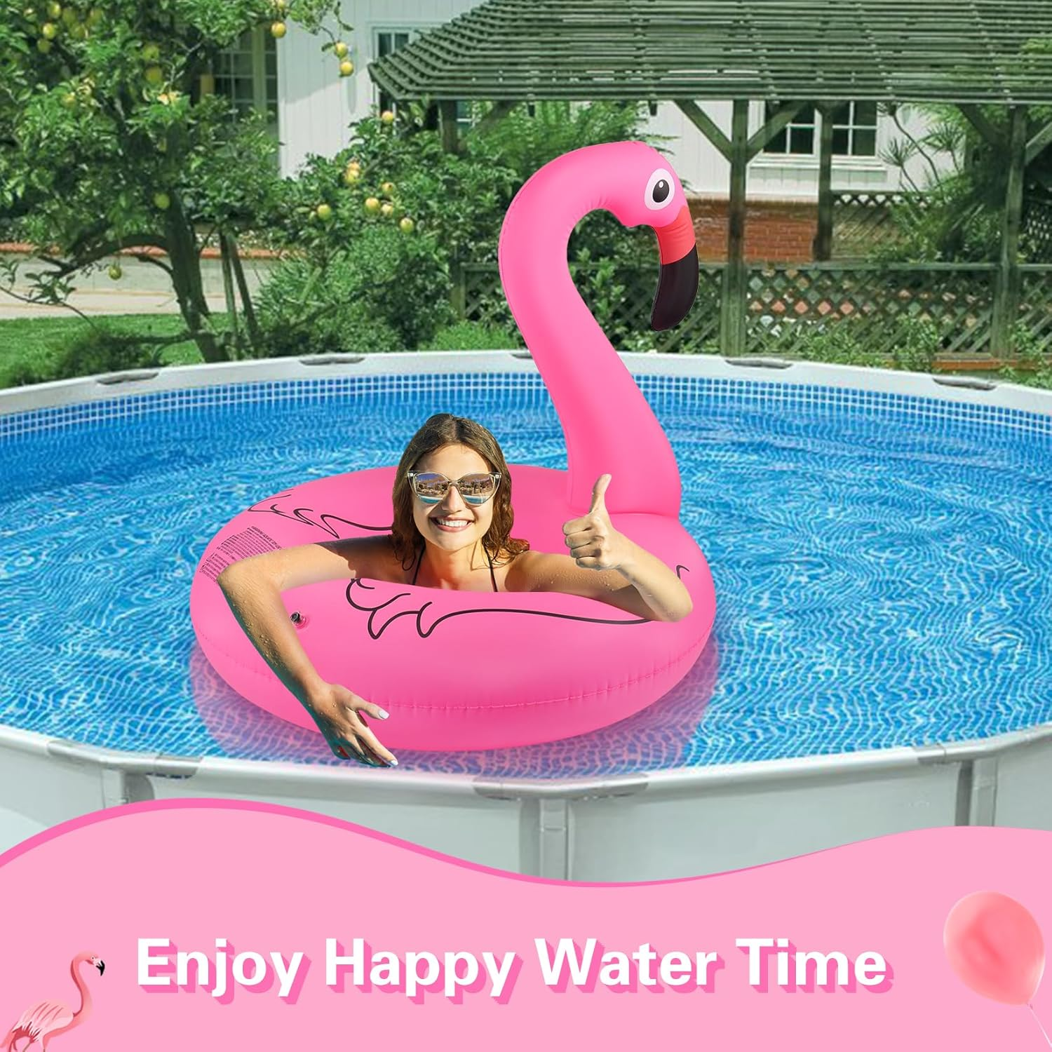 Inflatable Pool Floats, Pool Tubes Swim Ring Pink Pool Float, 42'' Large Pool Float, Pool Inner Tube Beach Floats for Adults, Blow up Floaties Water Floaties Pool Raft Lounger Lake - White image number 2