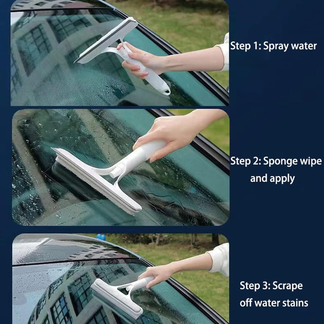 Multi-Purpose 3-In-1 Self-Equipped Double-Sided Cleaning Tool for Shower Door, Bathroom, Window and Car Glass (Sky Blue) image number 5