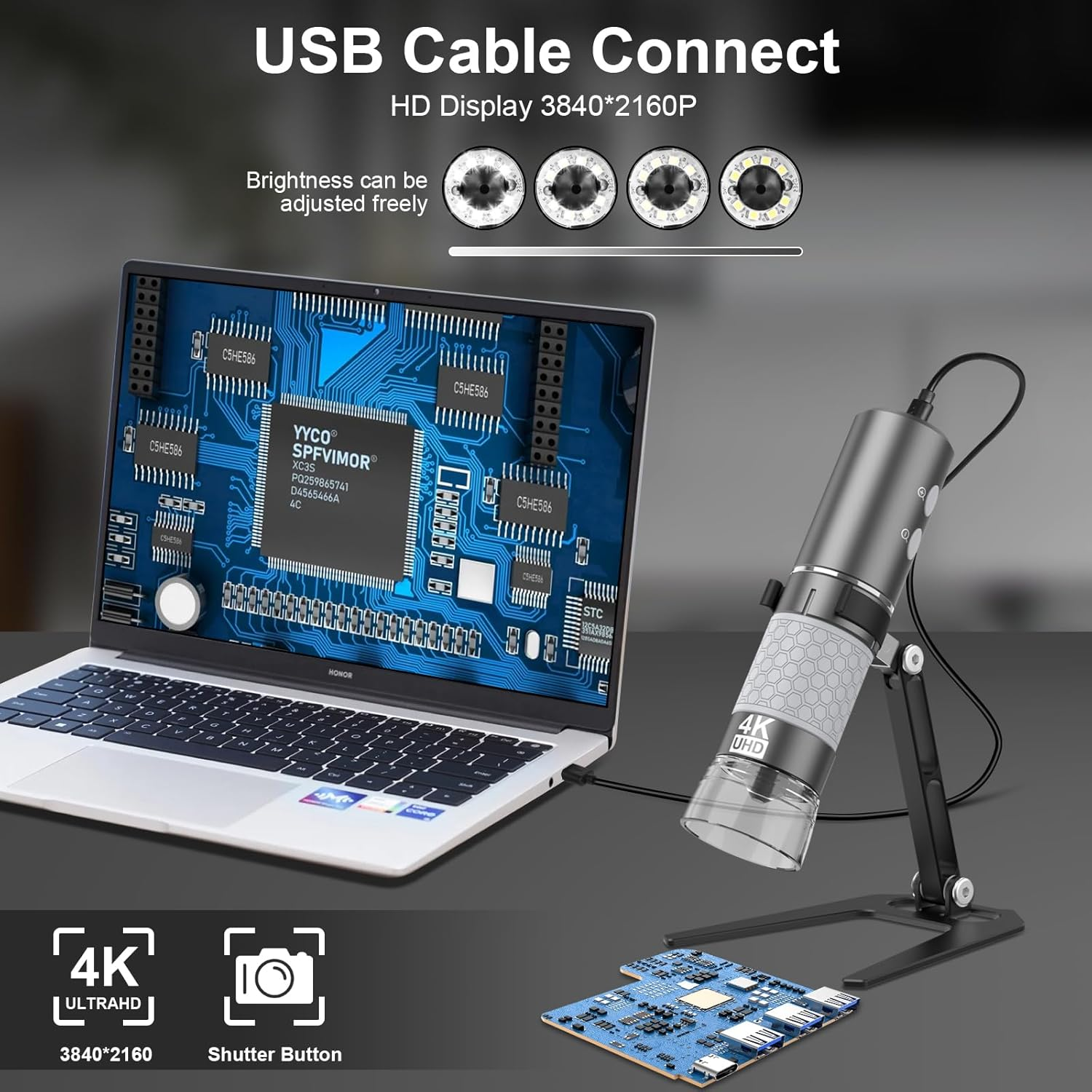 Bysameyee Wireless Digital Microscope 4K HD Wi-Fi Microscope Camera Digital Magnifier Compatible for Iphone, Android Phones and PC (Black) image number 6