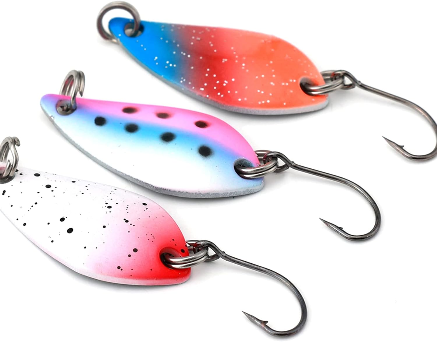 Fishing Spoon Lure Set Metal Baits for Trout, Char and Perch Fishing with Tackle Box (10Pcs) image number 4