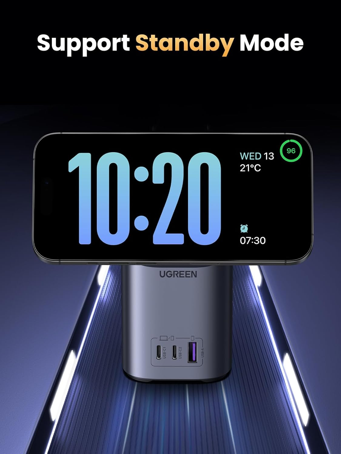 UGREEN 100W USB C Charger with Qi2 15W Magsafe Magnetic Charger 4-In-1 Nexode Gan Power Adapter Wireless Charging Station with Stand for Macbook Pro, XPS, Iphone 17 Pro Max, Galaxy S25 Ultra PPS 45W