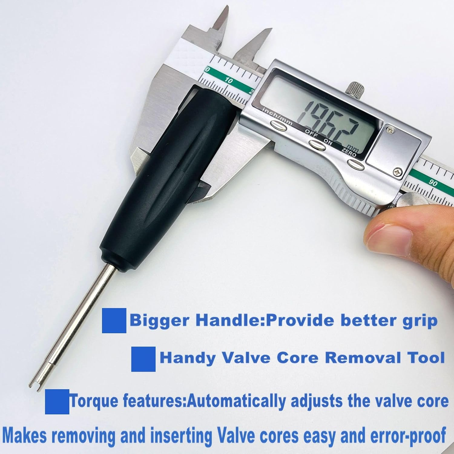 VOTNMIC 2 Pieces Valve Core Torque Tool, Avoid TPMS Damage, Valve Core Removal and Installation Tool, Helps Guard against over or under Torquing,Black, Silver