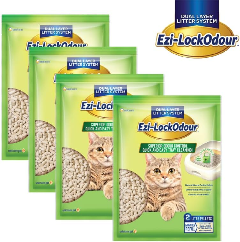 4 X Ezi-Lockodour Natural Mineral Zeolite Cat Litter Pellets 2 Kg 4 Pack image number 1