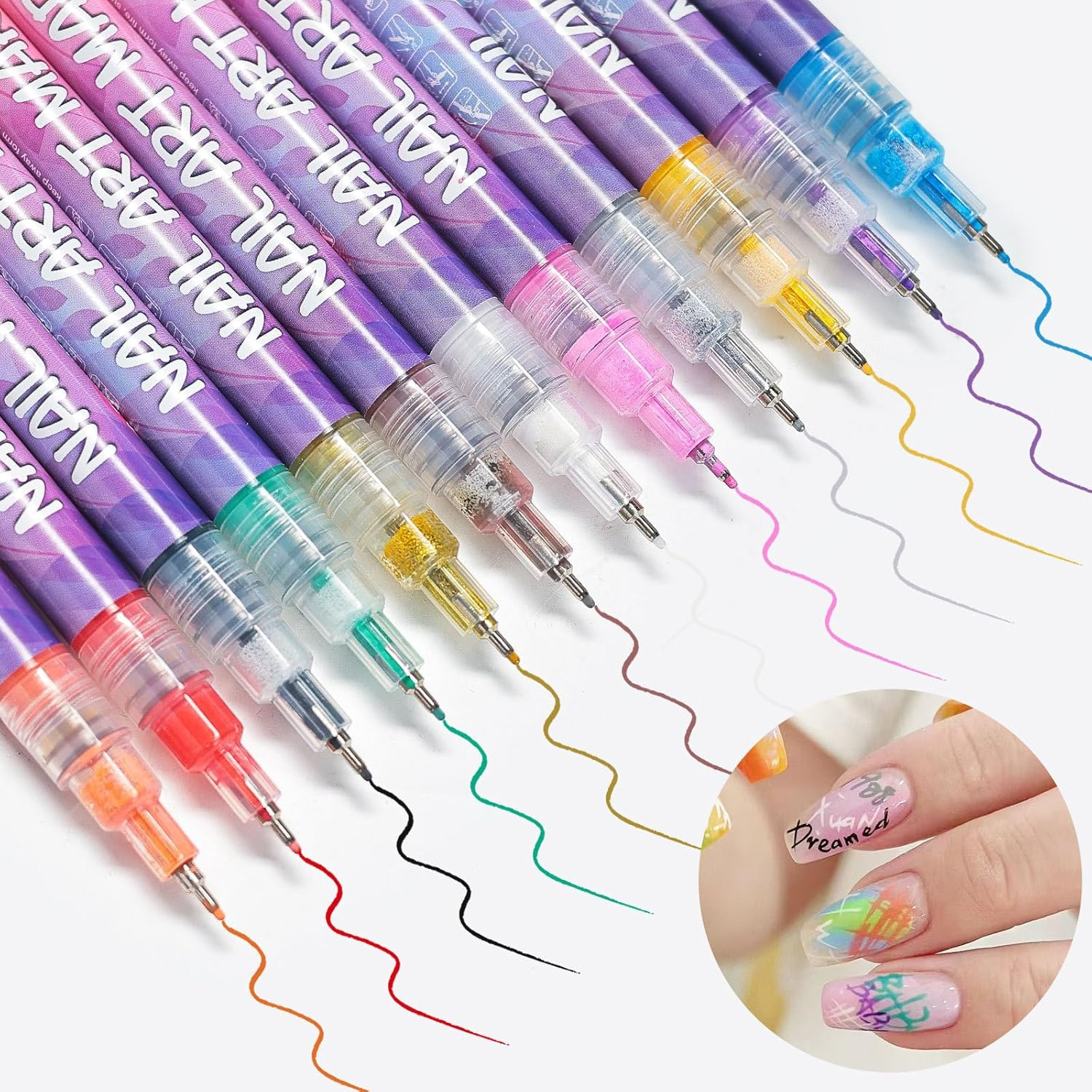 Nail Art Pens - Nail Art Markers for Gel Nails, 12 Colors Nailart Pens Set, Nailmarkers for Artdesign DIY, Waterproof and Quick (2Sets) - 2Sets image number 6