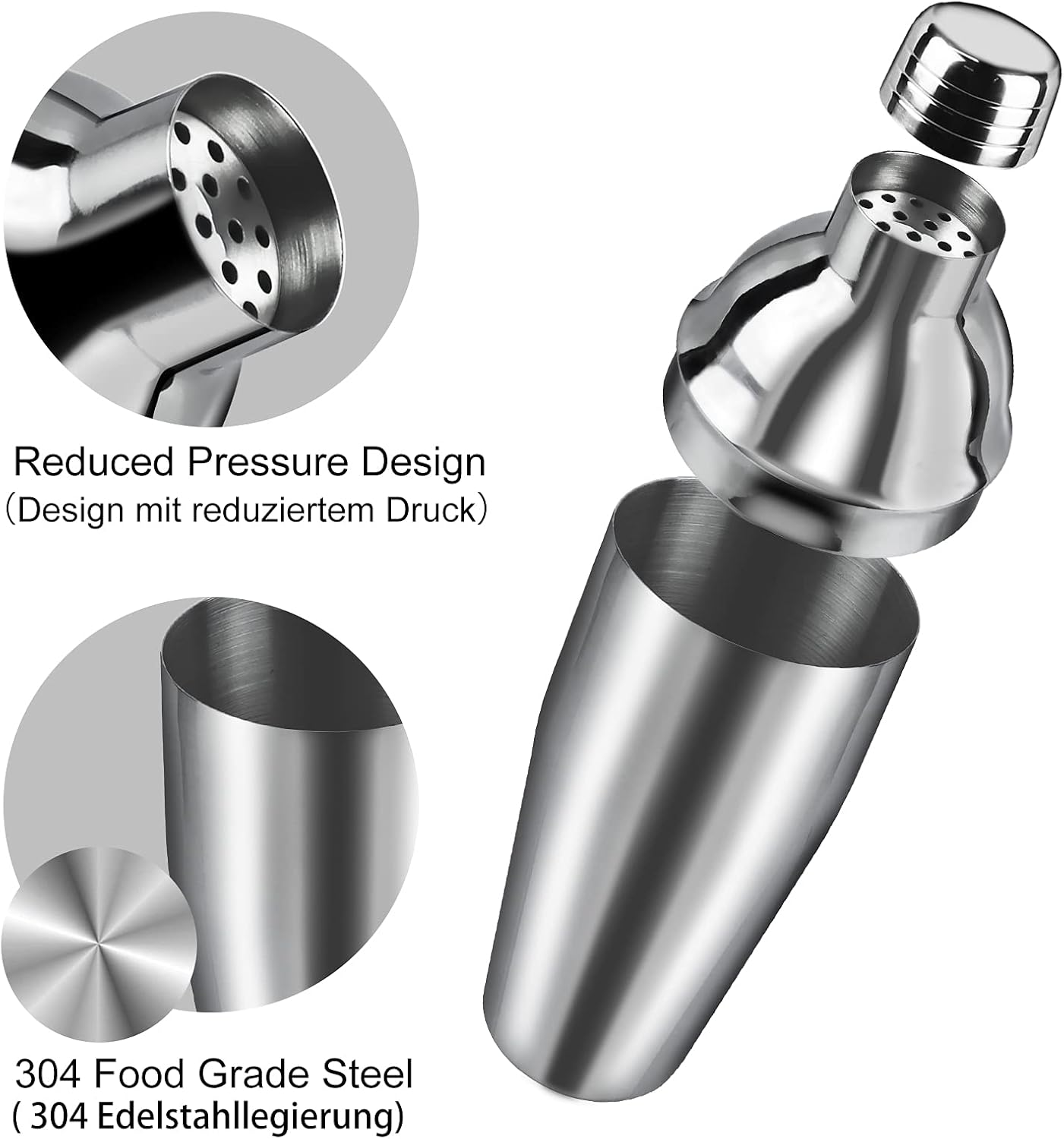 Cocktail Shaker Set|8Pcs Cocktail Making Set Stainless Steel 750Ml Shakers|Bartender Kit Bar Tool Set with Strainer, Pourers, Muddler, Double Jigger, Mixing Spoon at Home & Bar Gift Set