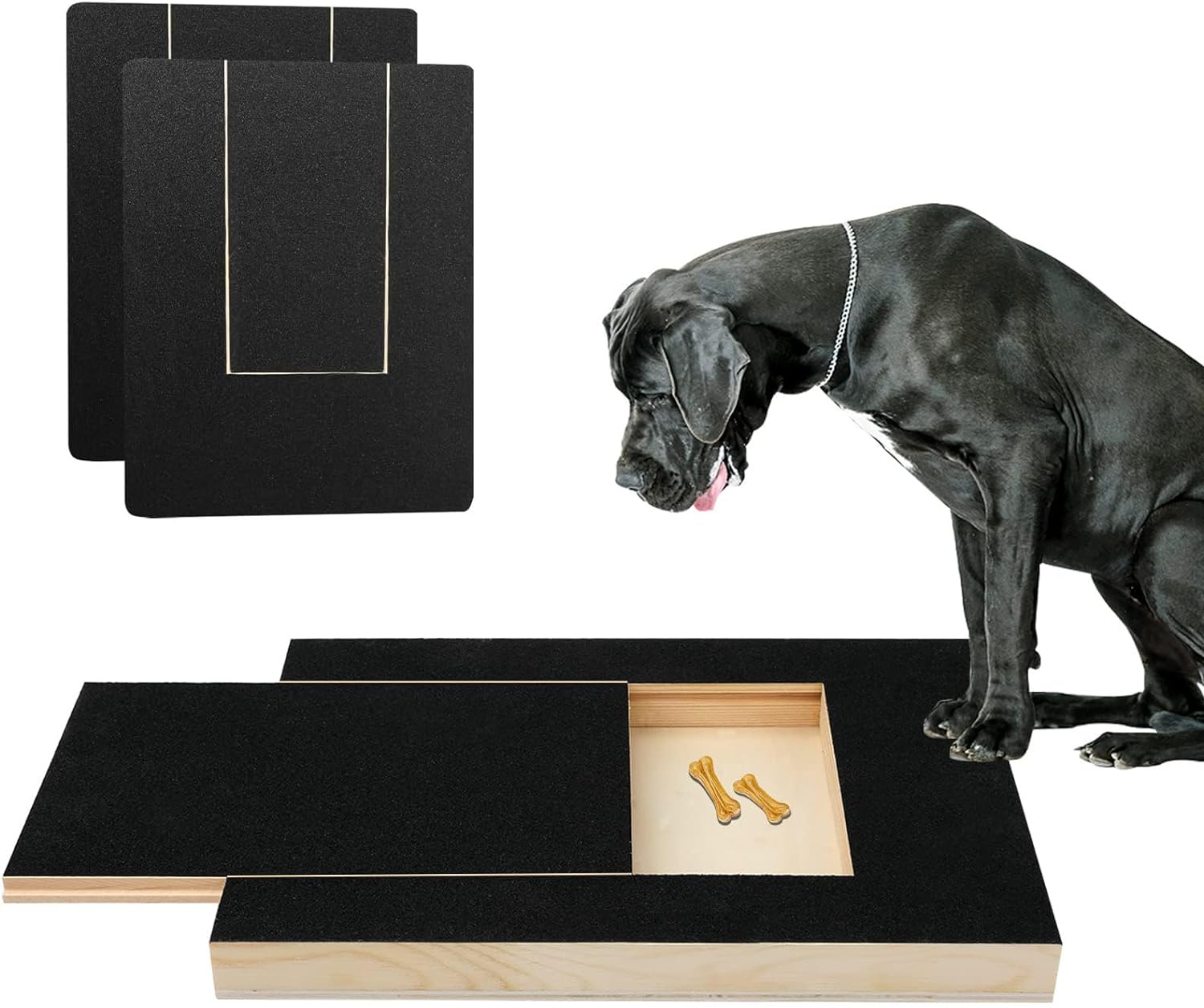 Dog Scratch Pad for Nails，Scratch Mat Comes with 2 Replacement Sandpaper Sheets， with Built-In Snack Box Scratch Mat Dog，Dog Nail File Scratch Board Suitable for Sensitive Small and Medium-Sized Dogs image number 6