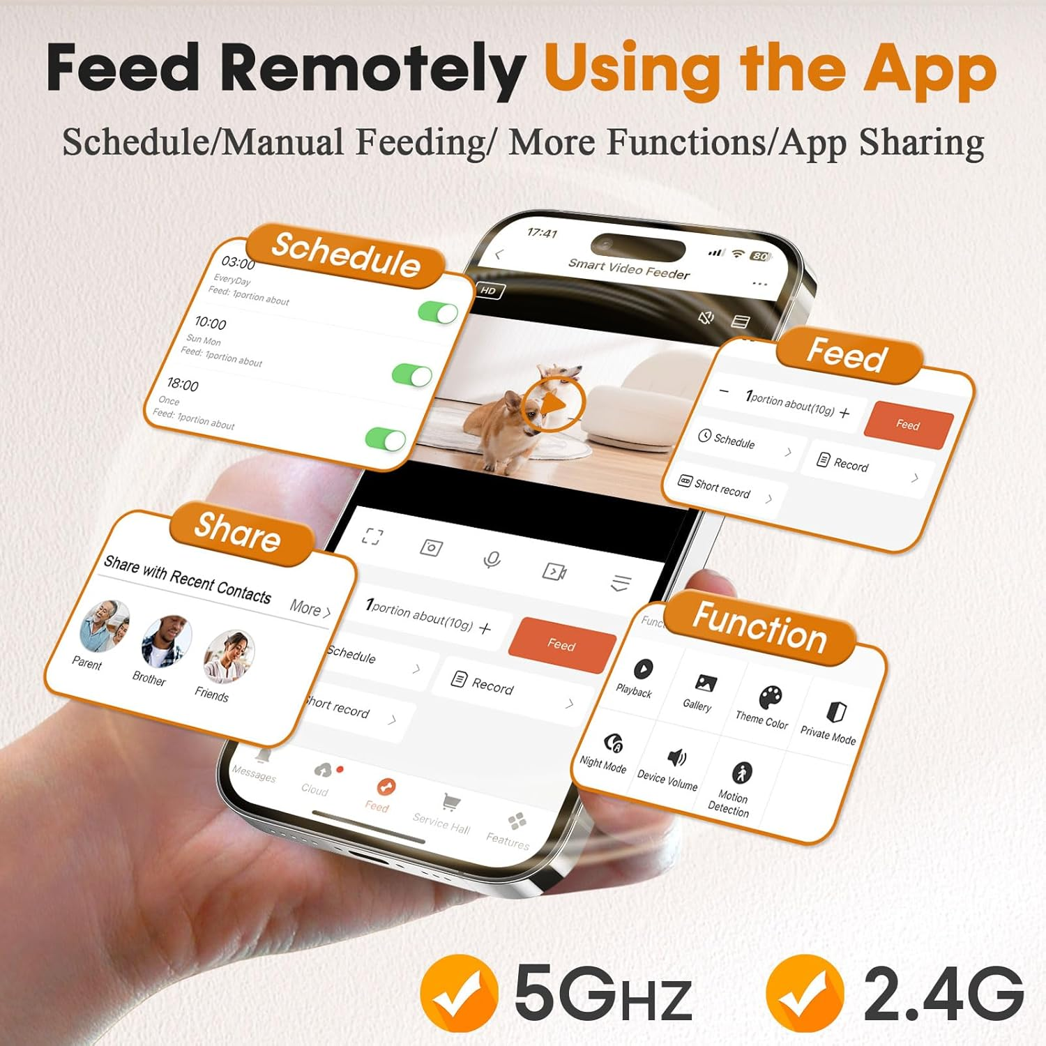 Automatic Dog Feeder with Camera Wifi: 8L, 33 Cups Easy Setup Cat Food Dispenser - HD 1080P Video Recording Timed Pet Feeder for Cat Dog Small-Pet, 5G App Control image number 5