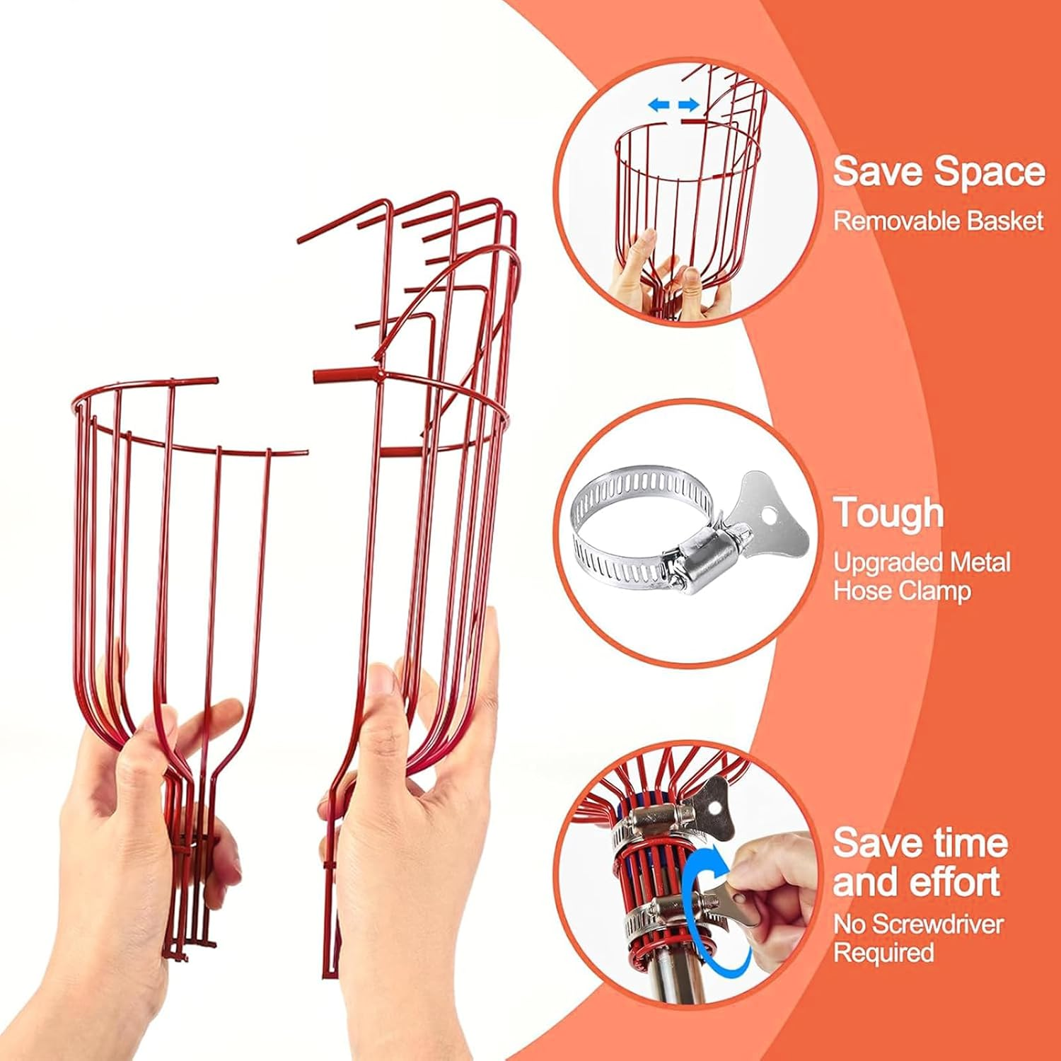 Fruit Picker Pole Tool with Basket Telescoping Long Handle,8 FT Adjustable Stainless Steel Handle,Apple Orange Picker Pole Tool with Basket for Avocado Acorn Lemon Pear Mango Tree Picker