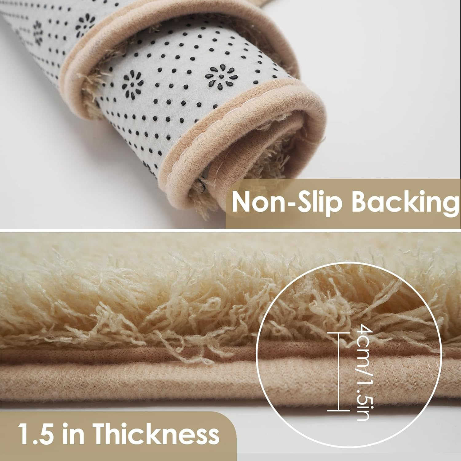 Fuffly Area Rug for Kids Playmat Soft Indoor Modern Shaggy Silky Smooth Rugs Non-Slip Fur Fluffy Carpet Living Room Dining Room Bedroom Floor Mat (Camel Color, 120 * 160Cm) image number 2