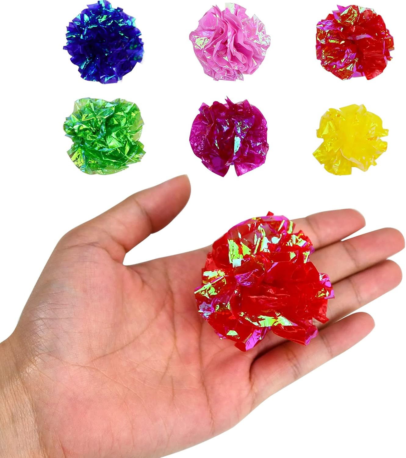 Pack of 30 Interactive Crinkle Balls Cats, Shiny Crinkle Ball Cat, Mylar Balls for Pets, Crinkle Paper Ball, Colourful Toy Cat Balls, Cat Toy Crinkle Ball image number 3