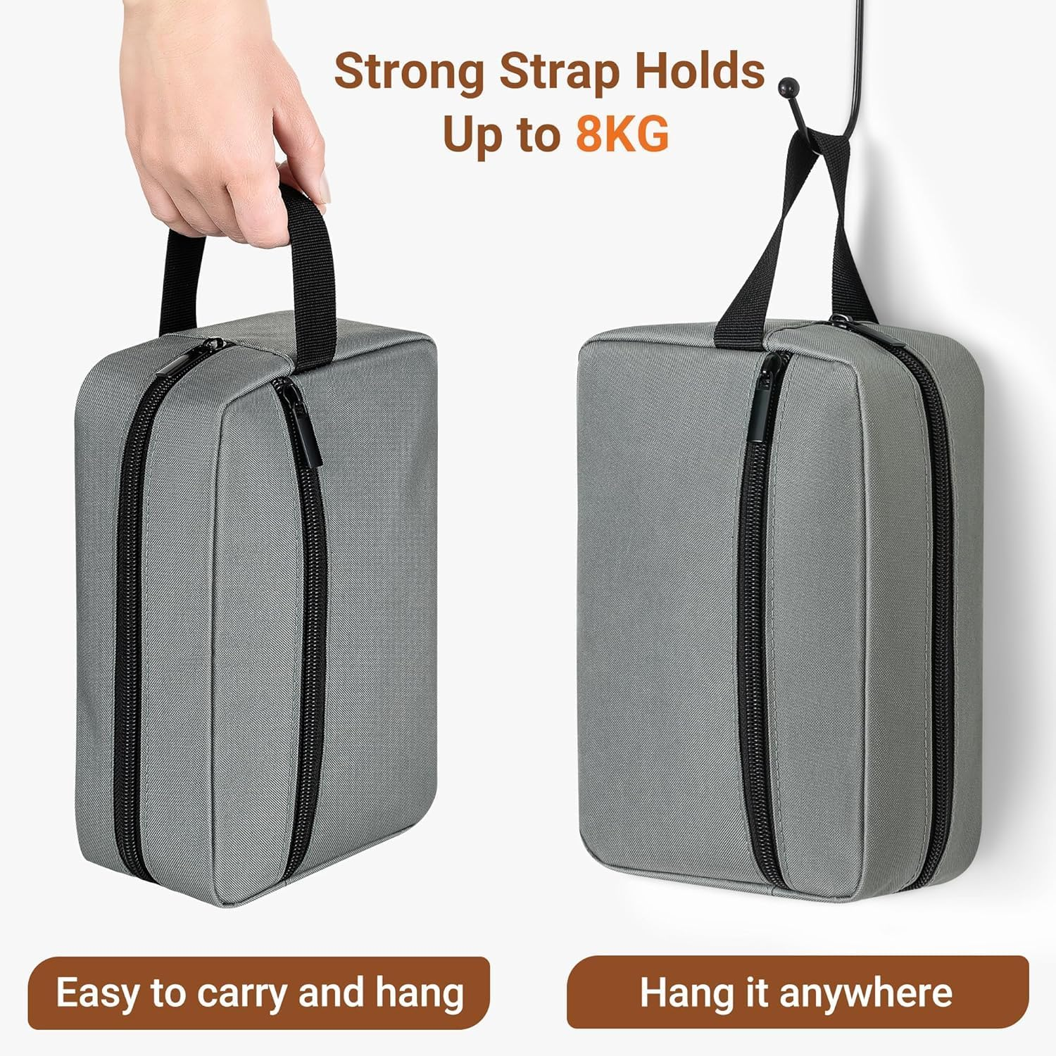 Mumoo Bear Travel Toiletry Bag for Women and Men, Lightweight Makeup Bag Hanging Dopp Kit with Shaving Compartment Cosmetic Organizer Small Tool Bag Travel Essentials（Grey） image number 5