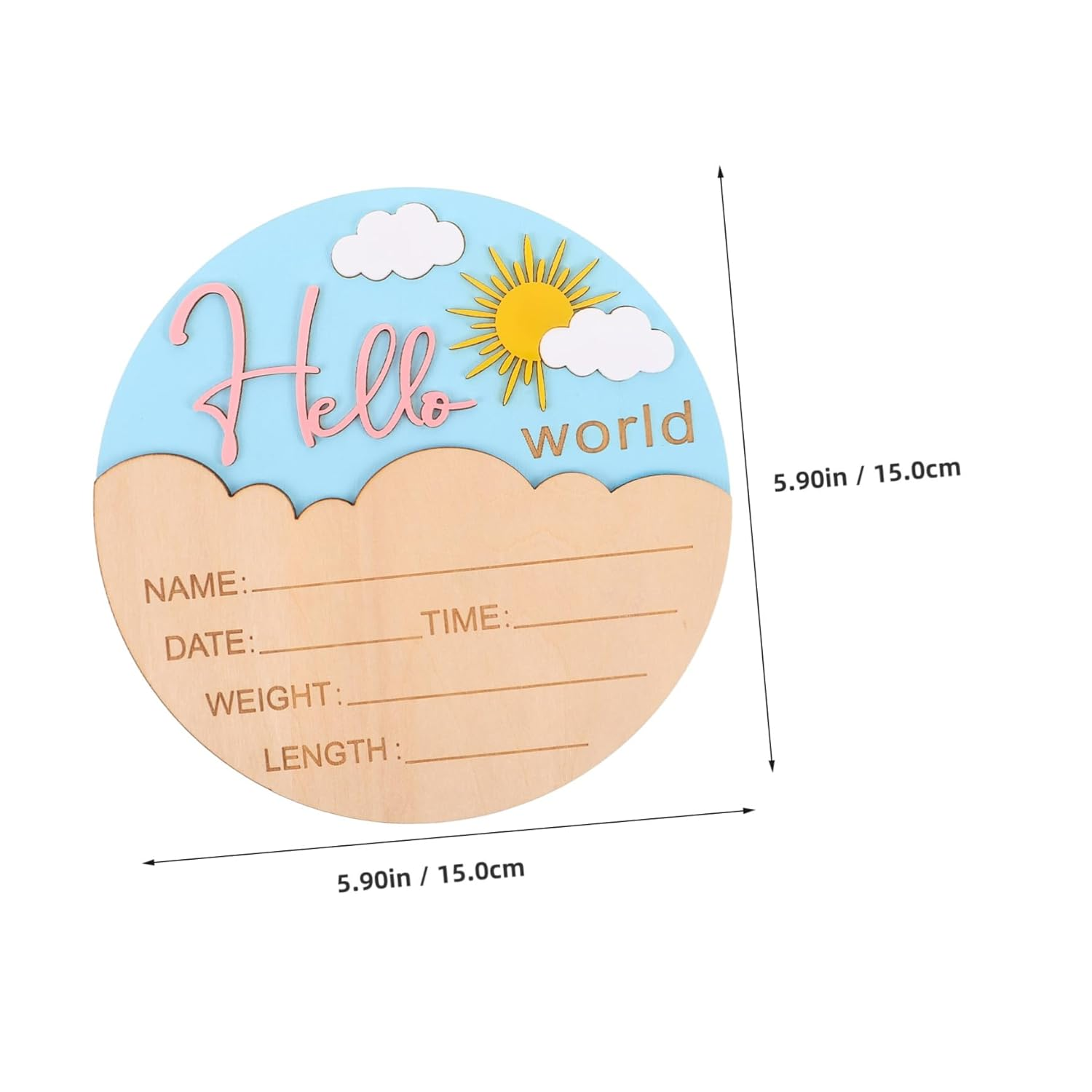 BESPORTBLE round Name Plaque for Photo Props for Shower Nursery Safe Smooth Finish Keepsake for Newborn Boys