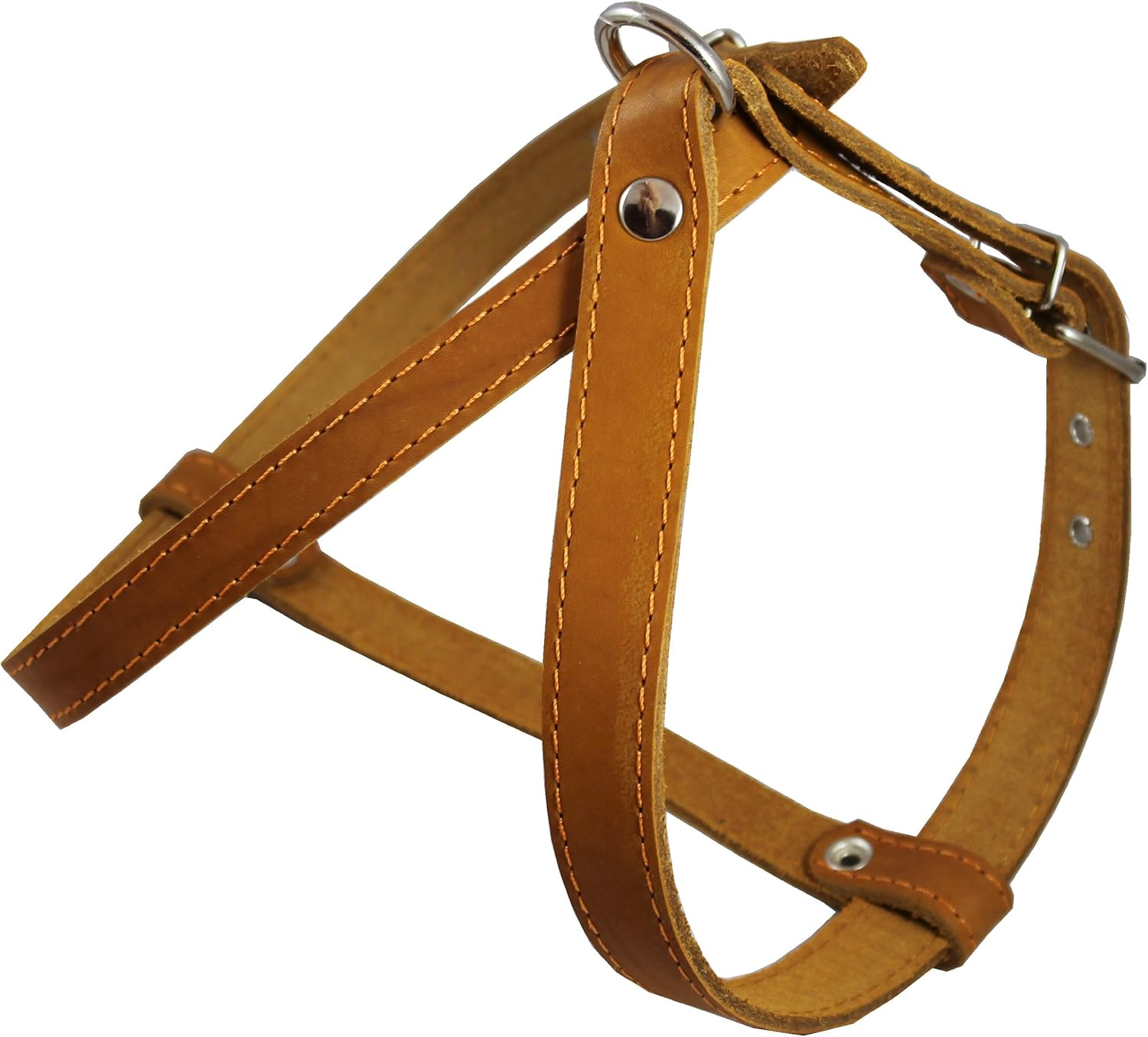 Tan Real Leather Dog Harness Medium. 21"-25" Chest, 1" Wide Straps image number 1
