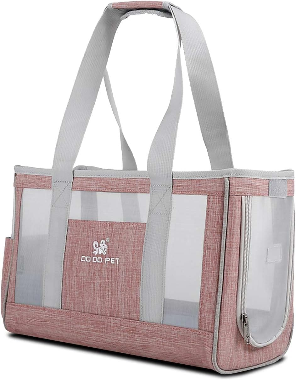 PETCUTE Pet Carry Bag for Dogs and Cats with Removable Mat, Cat Carrier Bag with Side Pockets, Safety Lead, Breathable Carry Bag for Small Dogs, Airline Approved