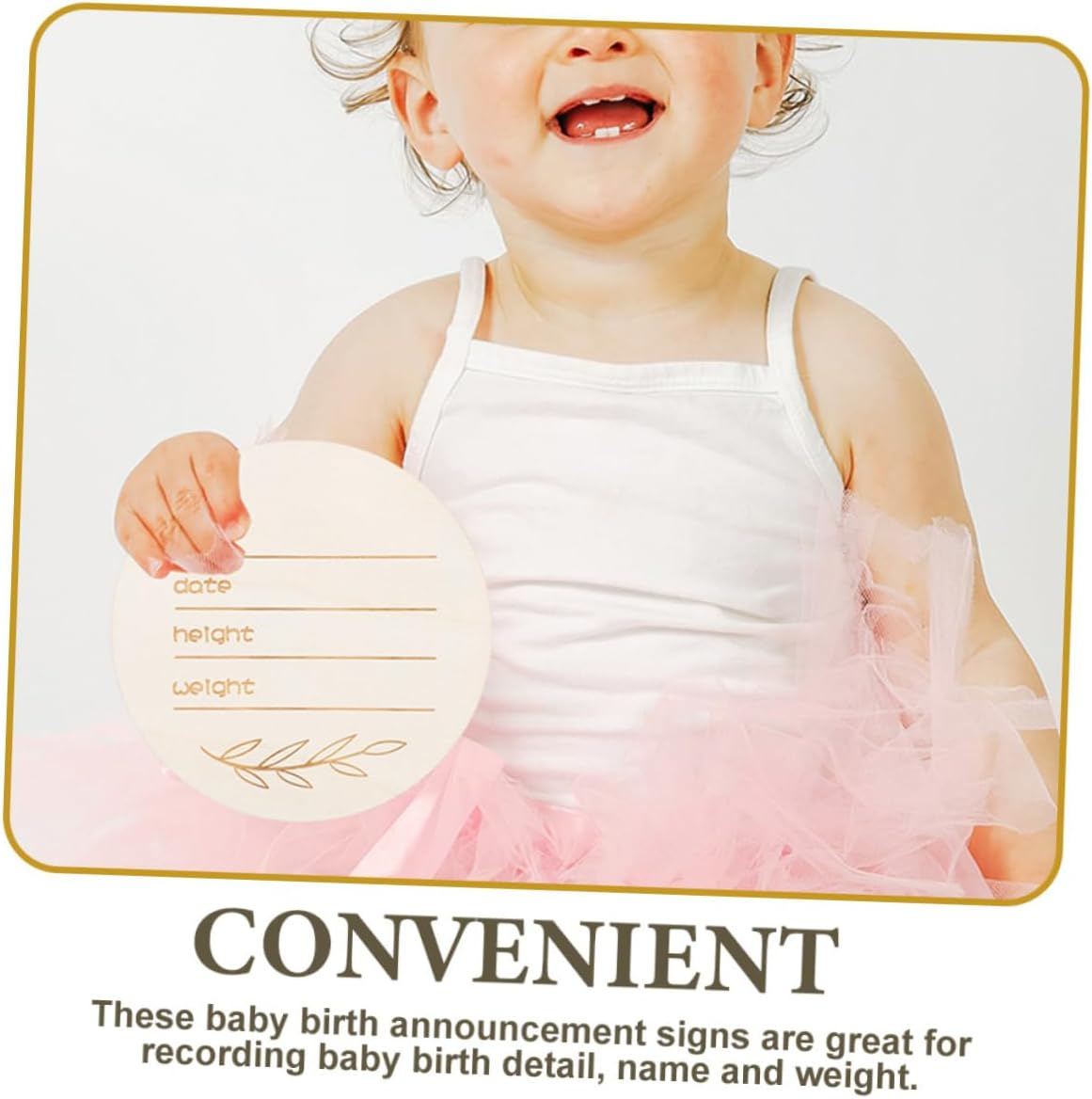 HOODANCOS 12Pcs Wooden Birth Announcement Sign Welcome Newborn Photo Prop Nursery Decorative Name Plate Handwritten round Sign image number 6