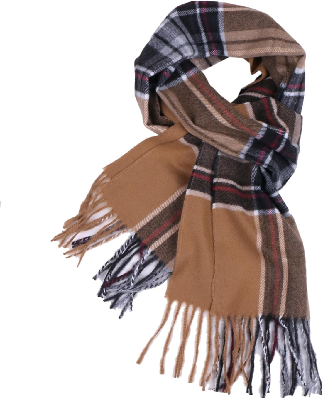 Herringbone Houndstooth Checked Pattern Cashmere Feel Classic Soft Luxurious Winter Scarf for Men Women