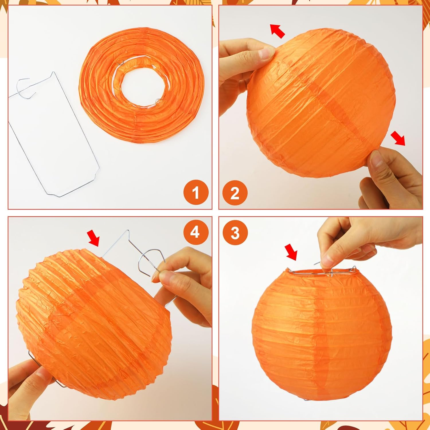 Chuangdi 12 Pcs Fall Paper Lanterns Yellow Orange Brown Thanksgiving Party Paper Lanterns Family Reunion Decorations Autumn Decorative round Hanging Party Decorations for Harvest Indoor Outdoor