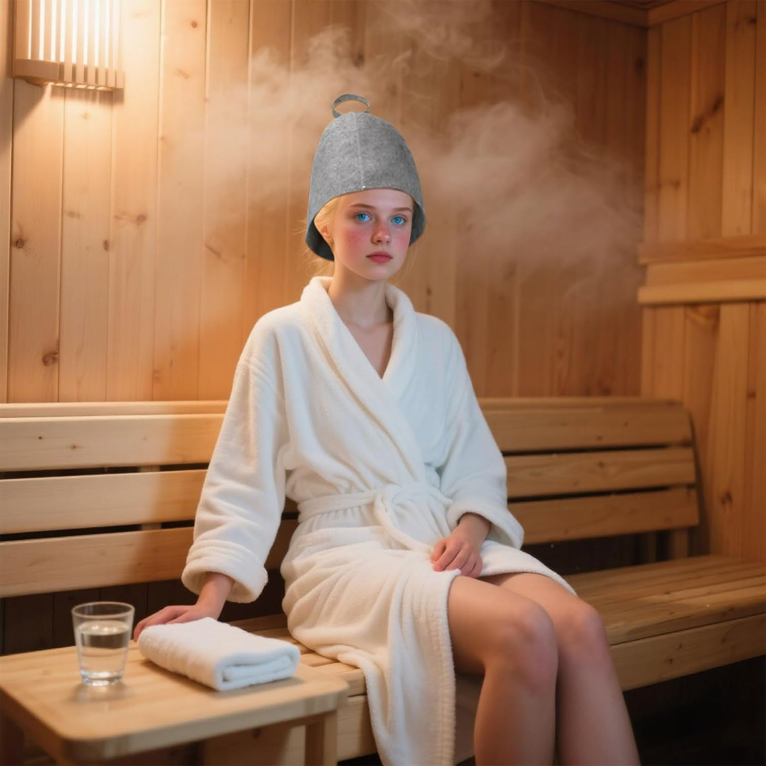 2Pcs Sauna Hats, Infrared Sauna Hat, Wool Sauna Cap, Heat-Insulating Sauna Cap, Suitable for Spa, Protecting the Head and Hair, Unisex Bathroom Accessory image number 1