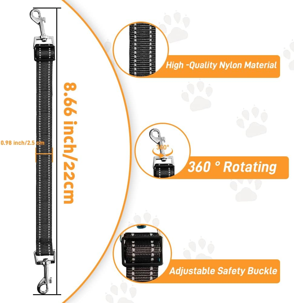 JVHLOV 5 Pcs Dog Collar Connector, Adjustable Reflective Pet Collar Leash, for Dog Harness to Collar Safety Clip image number 6