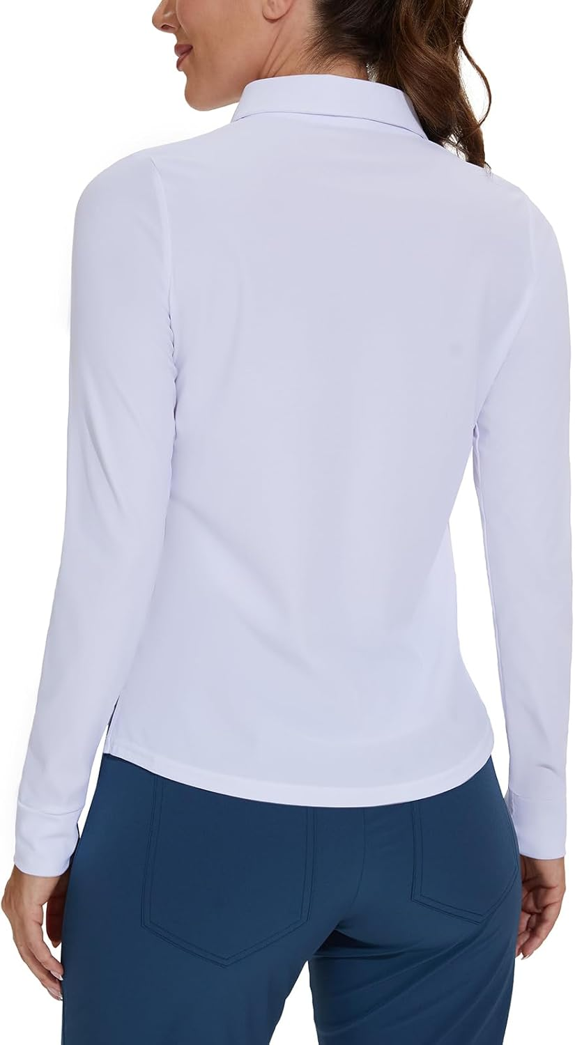 M MOTEEPI Womens Golf Shirt Long Sleeve UPF 50+ Quick Dry Athletic Polo Tennis Tops Sun Protection with 3-Button image number 5