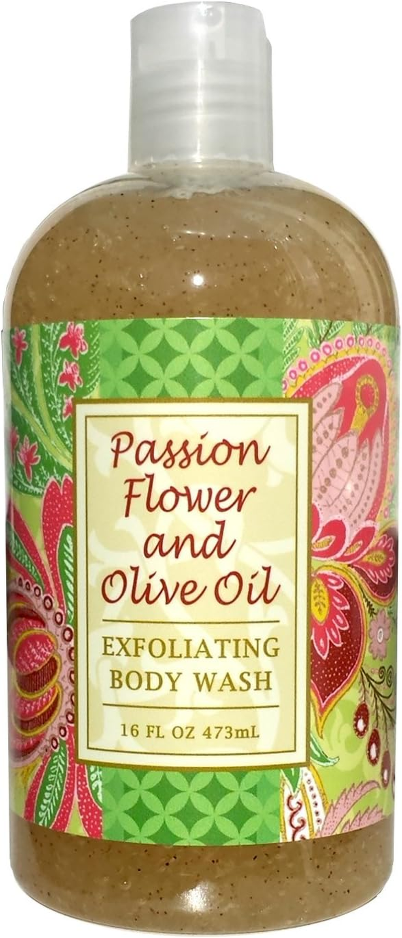 Greenwich Bay PASSION FLOWER OLIVE OIL Exfoliating Body Wash, Enriched with Shea Butter, Blended with Loofah and Apricot Seed 16 Oz