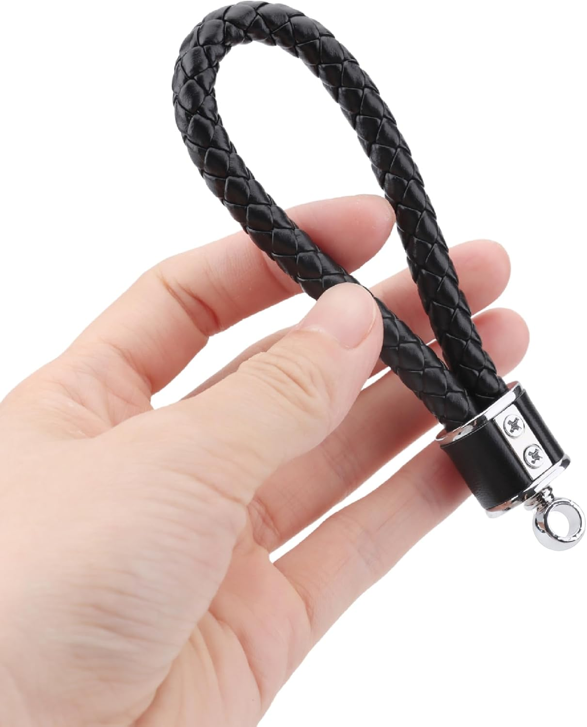 2Pcs Universal Leather Car Keychain, Metal Key Chain with Screwdriver and 360&deg; Rotatable D-Ring for Men Women Couple, Black and Pink image number 3