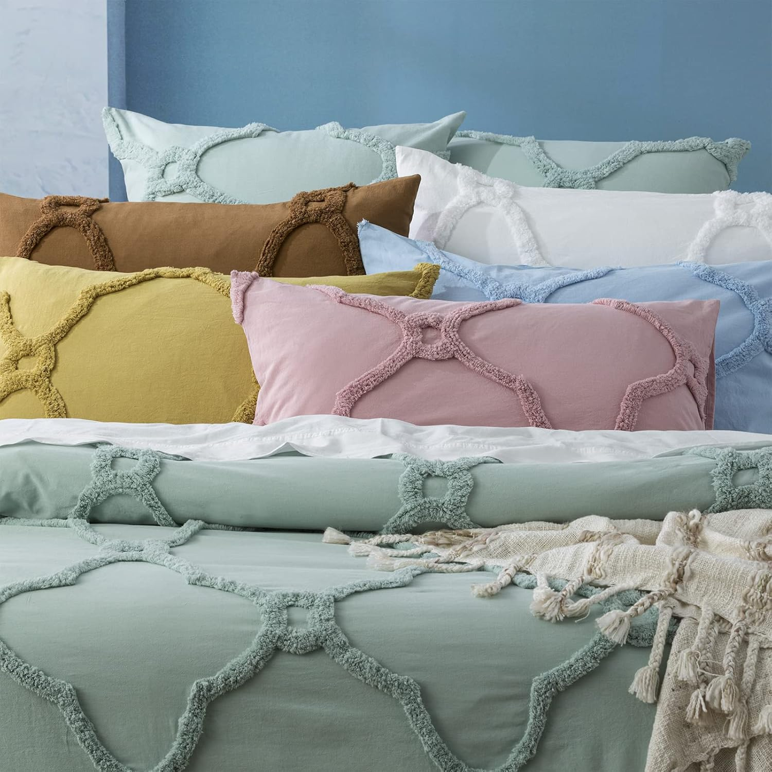 Renee Taylor Moroccan Pillowcase Chenille VT Washed Tufted European Cotton Wood image number 1