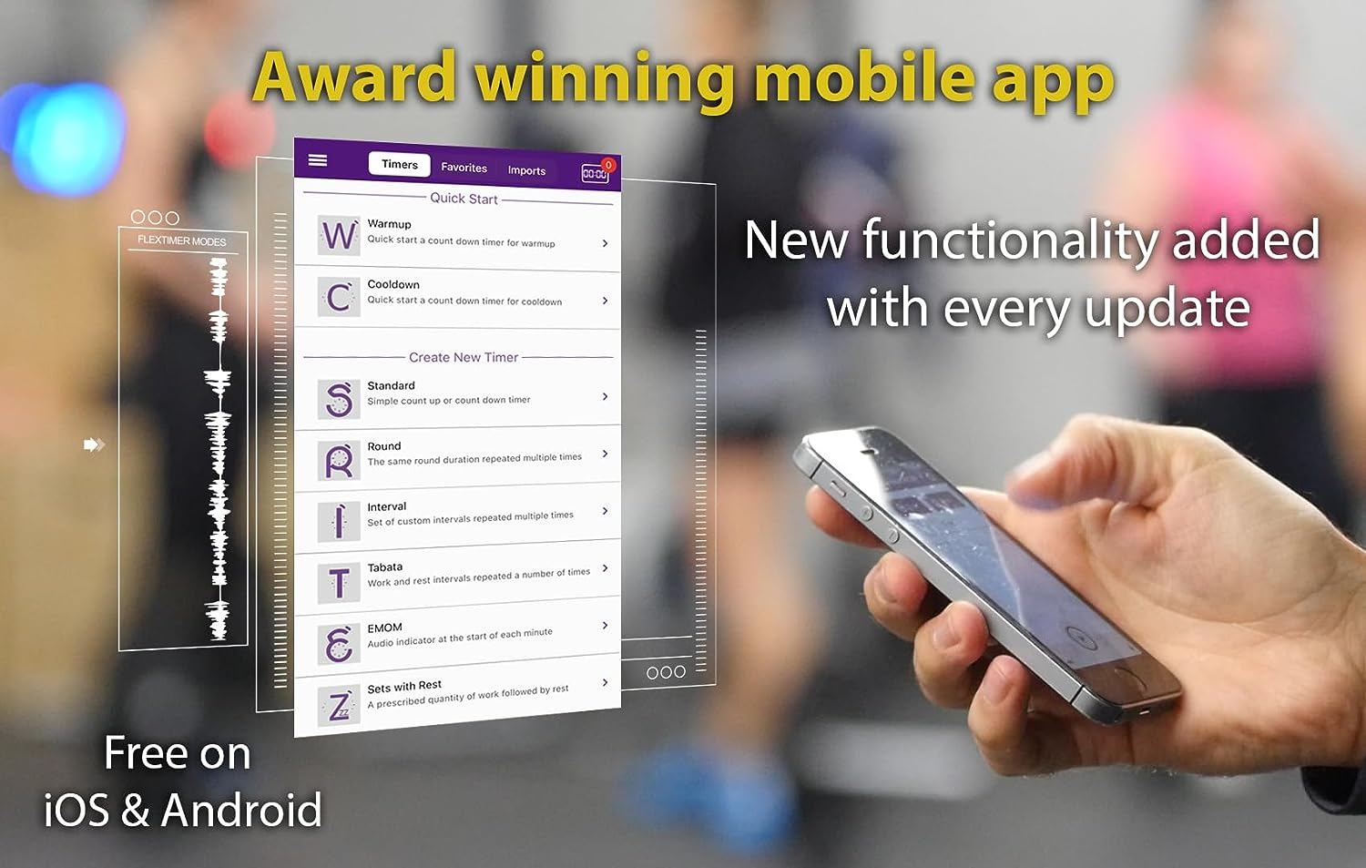 Flex Timer - Home Edition - Bluetooth App-Controlled LED Interval Timer with Medium 2.3&rdquo; Digits for Crossfit, Tabata, HIIT, EMOM, MMA, Boxing, Interval Training, Circuit Training, and More image number 5