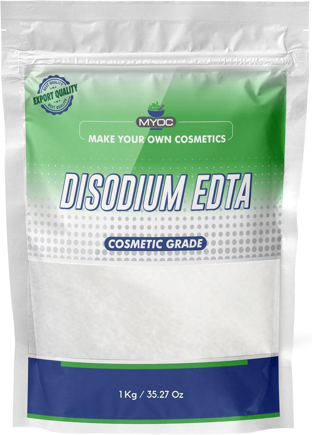 Myoc Disodium EDTA &ndash; Cosmetic Grade | Chelating Agent for DIY Skincare, Haircare & Personal Care Formulations - 1 Kg / 35.27 Oz