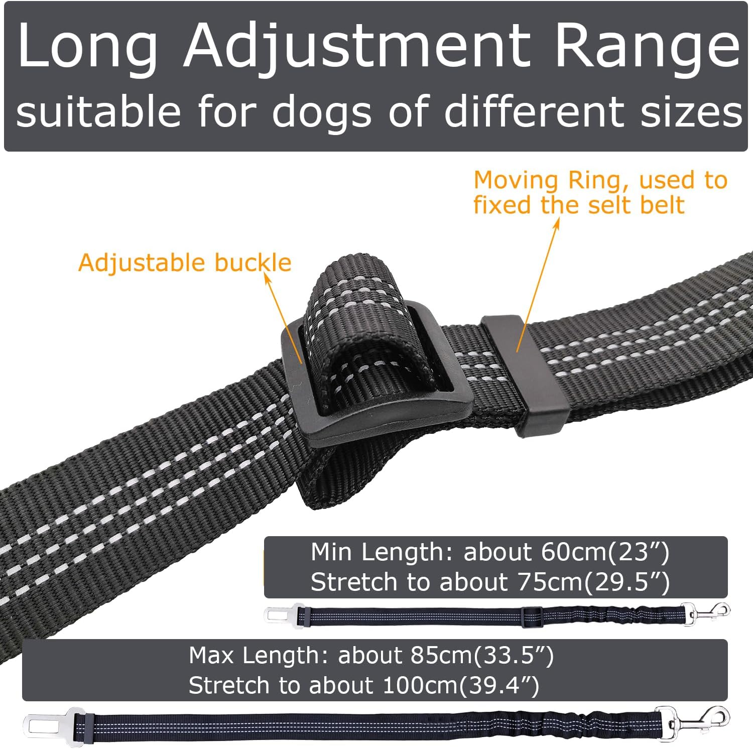 2 Dog Seatbelt Seat Belt Car Harness Leash Travel Accessories Bungee anti Shock Pet Cat Adjustable Lead Clip Safety Seats Belts Black image number 1