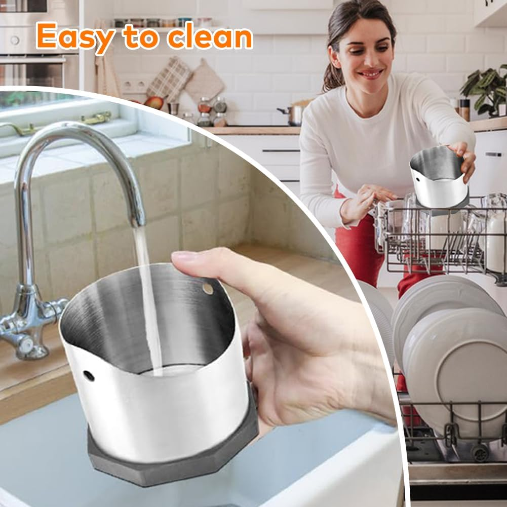 Coffee Knock Box and Tamper Mat Set Coffee Grounds Knock Box and Anti-Slip Silicone Tamp Mat Coffee Bin Accessories for Home Coffee Bar (Stainless Knock Box + Tamper Mat) - Stainless Steel image number 3