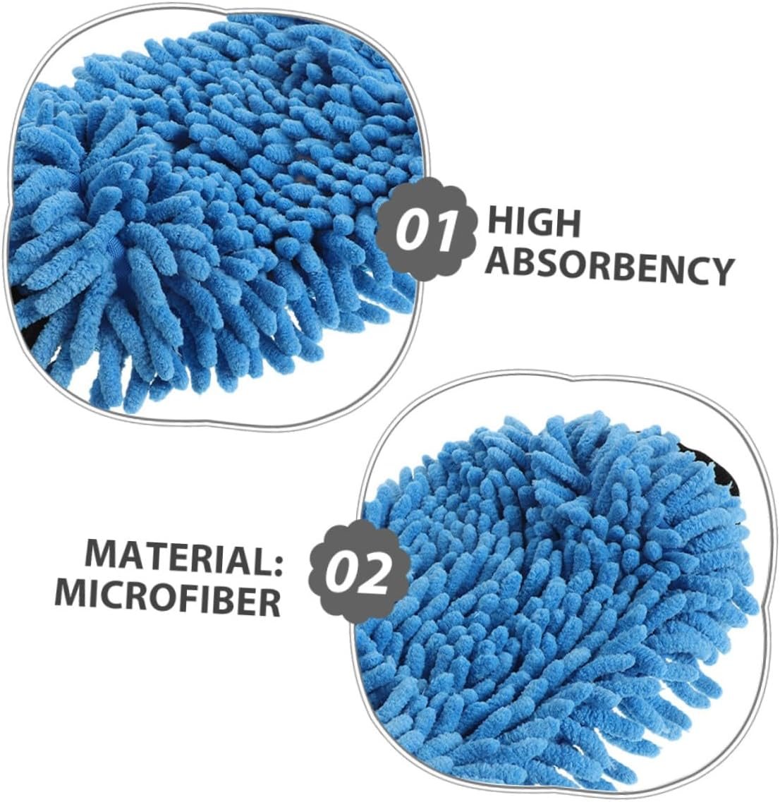 AKOOSY 4Pcs Microfiber Car Wash Mitts Chenille Absorbent Car Cleaning Gloves for Trucks Motorcycles Boats Reusable Automotive Detailing Tools for Exterior Care Random Color image number 5