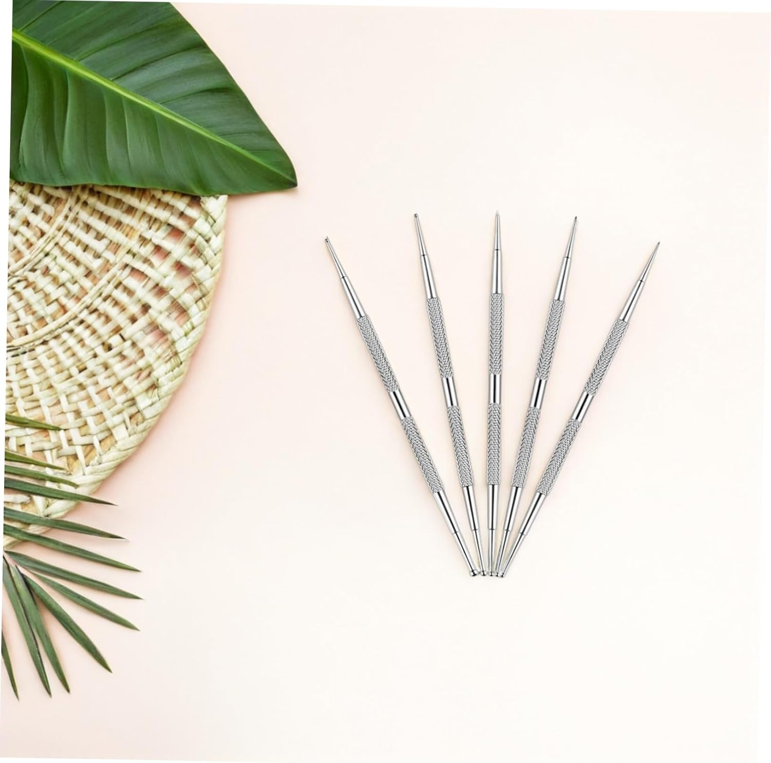 HEATSHAKING 5Pcs Nail Art Drill Pen Nail Art Tools Dot Paint Manicure Kit for Rhinestones Dual Tip Stainless Steel Silver image number 3