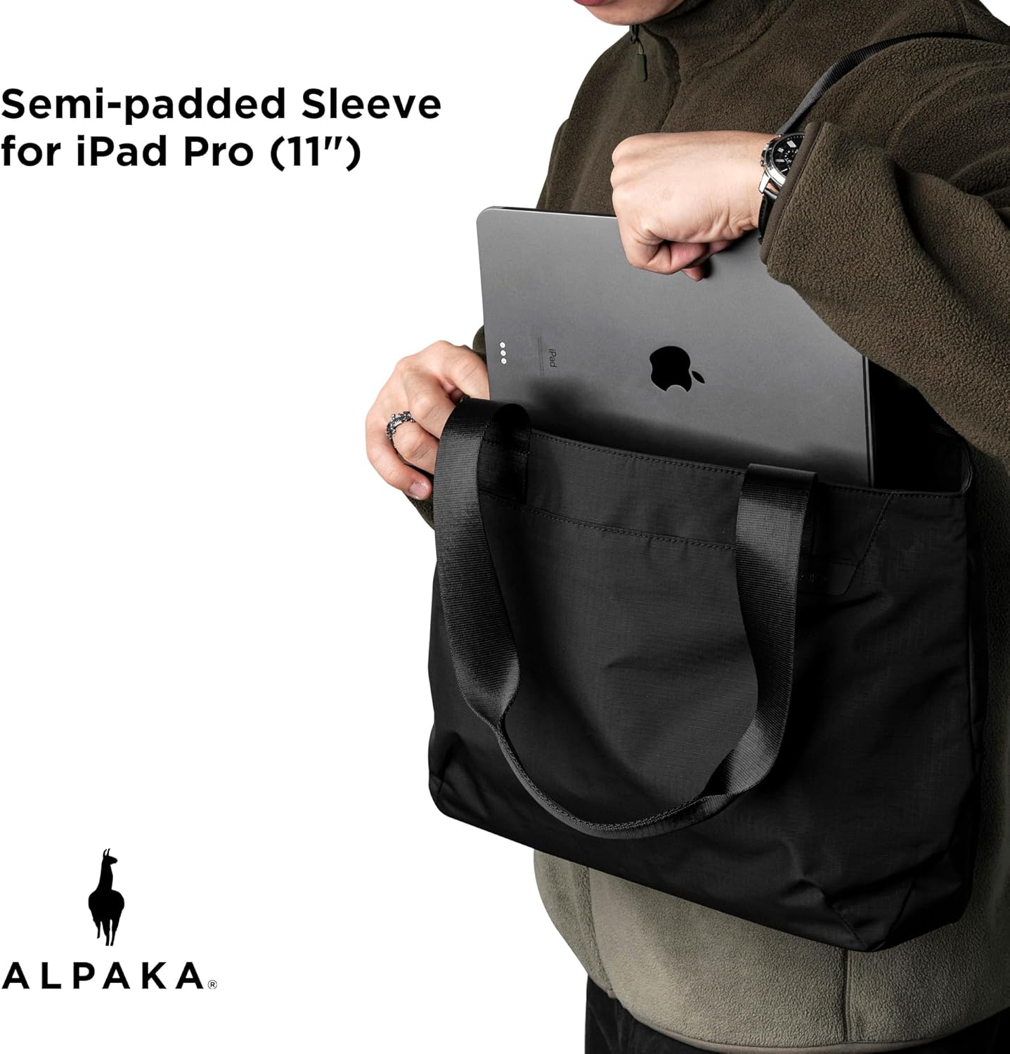 ALPAKA Elements Tote Bag 9L - Travel Totes with Lightweight, Foldable, Self-Standing, 8 Internal Pockets, Magnetic Suction (Black, S)