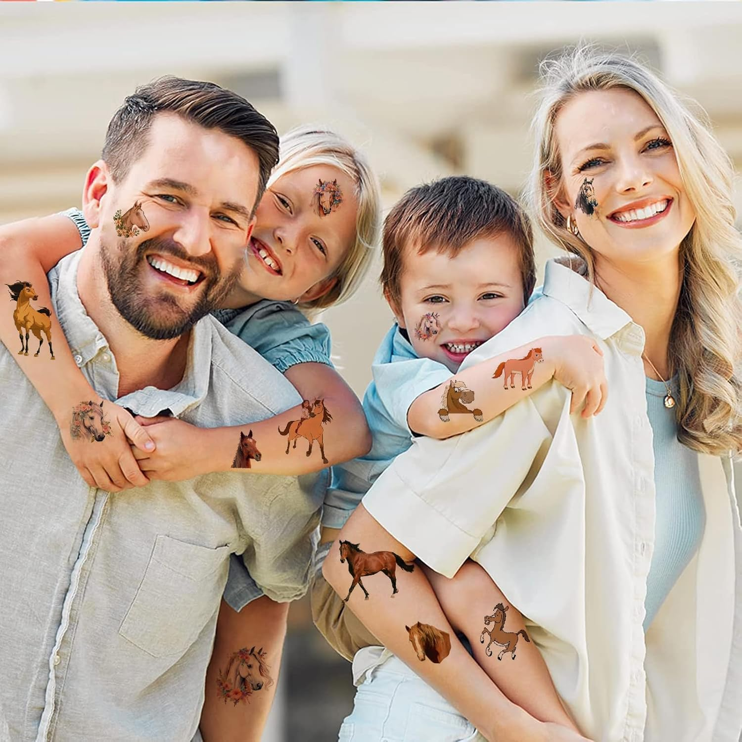 Horses Tattoos, 16 Sheets Carton Horse Temporary Tattoo Stickers for Kids, Birthday Themed Party Supplies Decoration Favors Children Tattoos Gift Kids Boys Girls Prizes Carnival Christmas Rewards image number 6