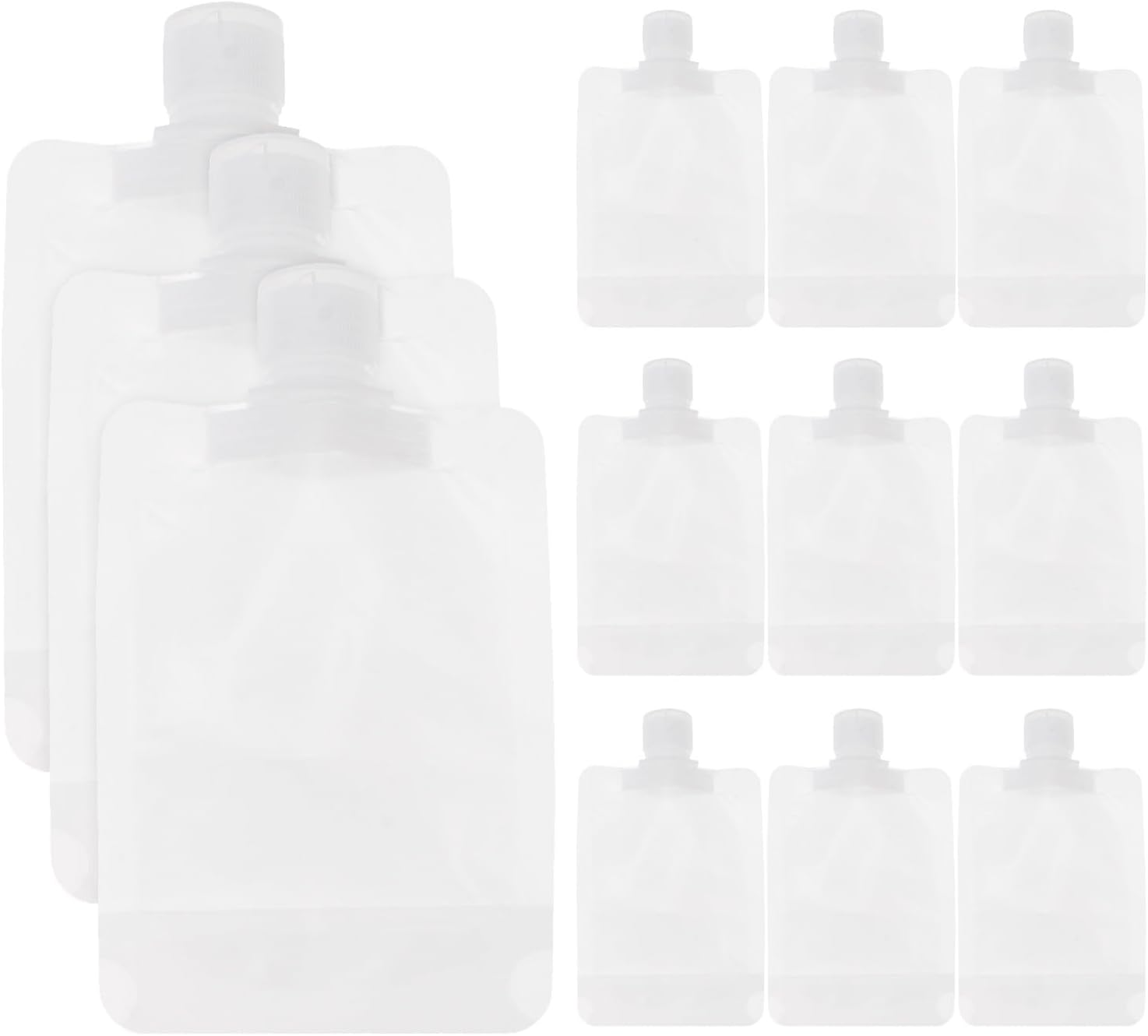 GALPADA 12Pcs 100ML Leakproof Travel Lotion Pouches with Flip Cap, Portable Refillable Squeezable Cosmetic Containers for Toiletries and Shampoo, White Self-Standing Bags for Travel And image number 6