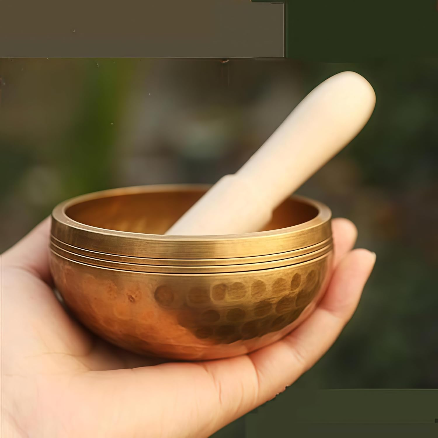 Tibetan Singing Bowl Set, Chakras Healing Bowl with Mallet and Silk Cushion,Handmade Singing Bowl for Yoga, Mindfulness, Healing, Meditation (3.15 Inches Diameter)