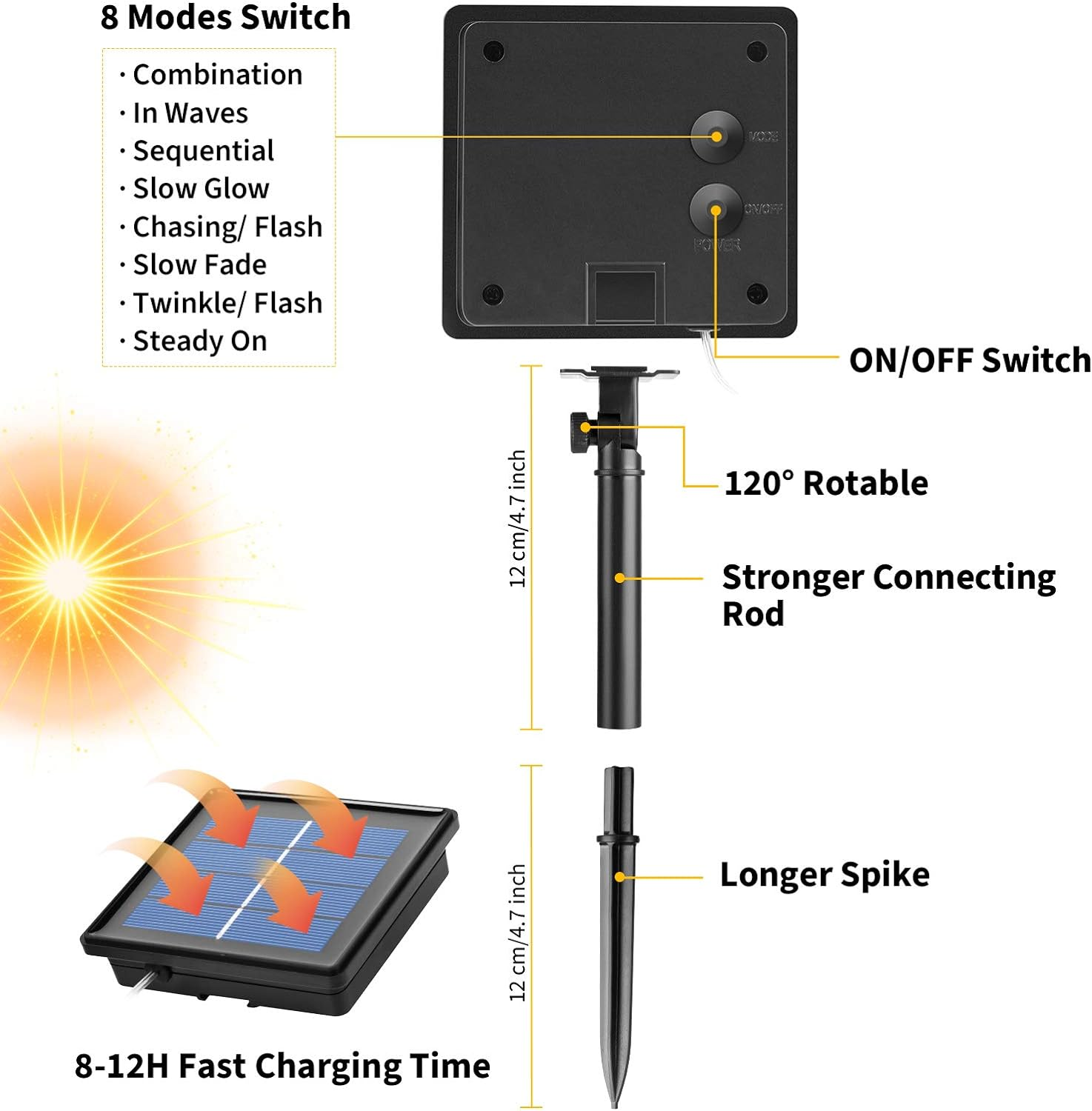 Solar Rope String Lights Outdoor 72Ft 200 Led Waterproof Solar Powered Fairy Lights with 8 Lighting Modes, Copper Wire PVC Tube Lights for Garden Wedding Christmas Party DIY Decor(Warm White, 1 Pack)