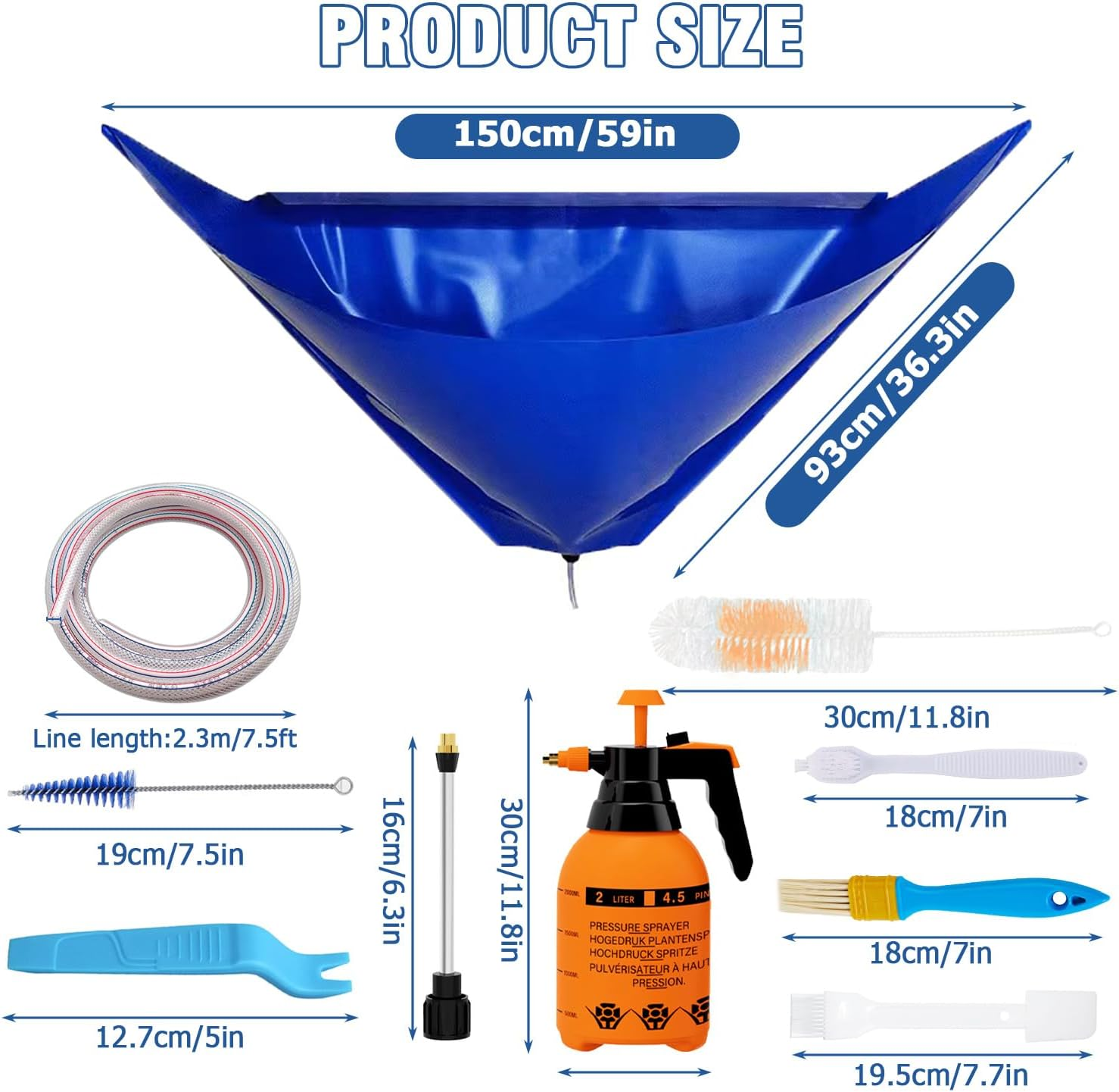 BOJACK Mini Split Cleaning Bag Kit with 2L High Pressure Sprayer, Air Conditioner Cleaning Kit, Air Duct Cleaning Kit, AC Cleaning Bag Fits Systems 38In - 48In Long image number 5