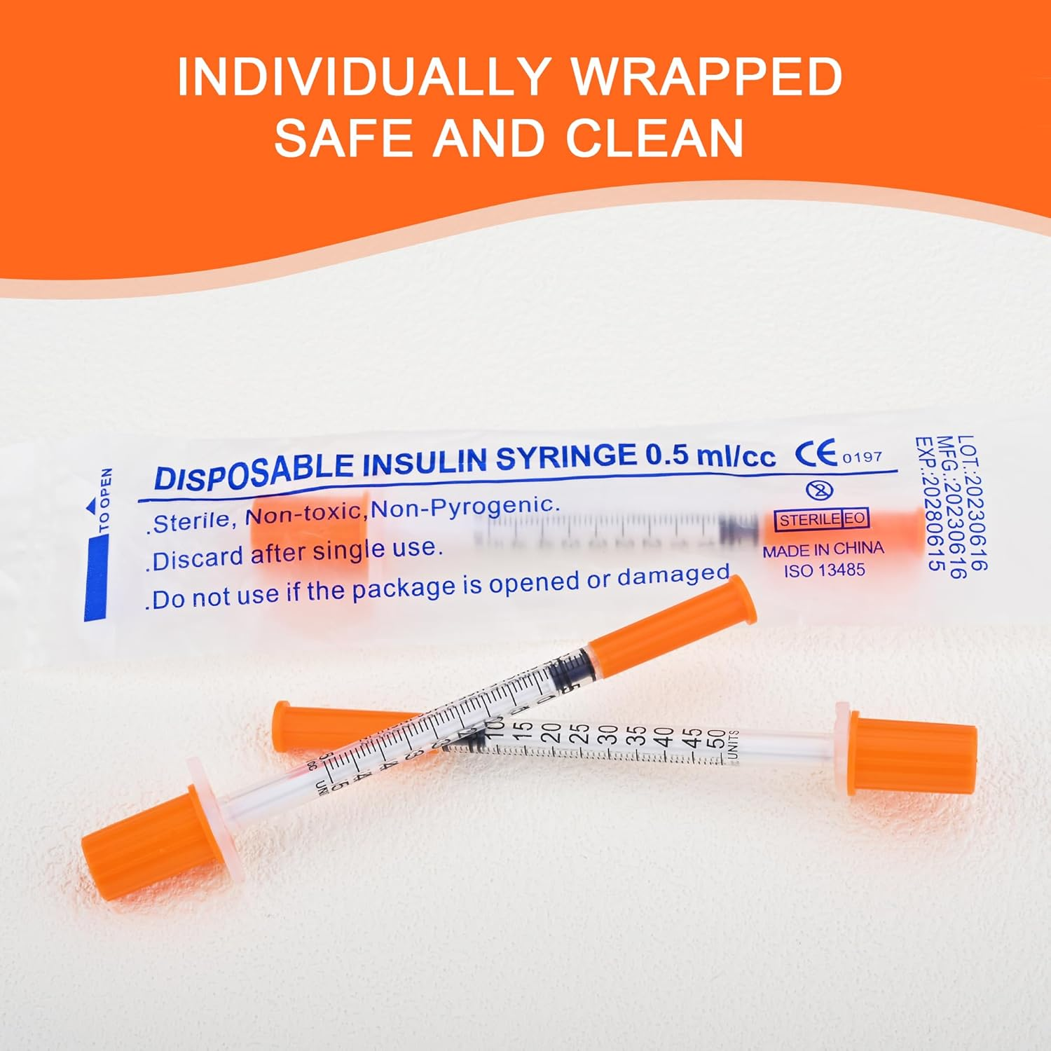 20 Pack 0.5Ml/Cc Syringe with Needle 31G 1/4 Inch(6Mm) Lab Measuring Supplies Tool, Individually Packaging