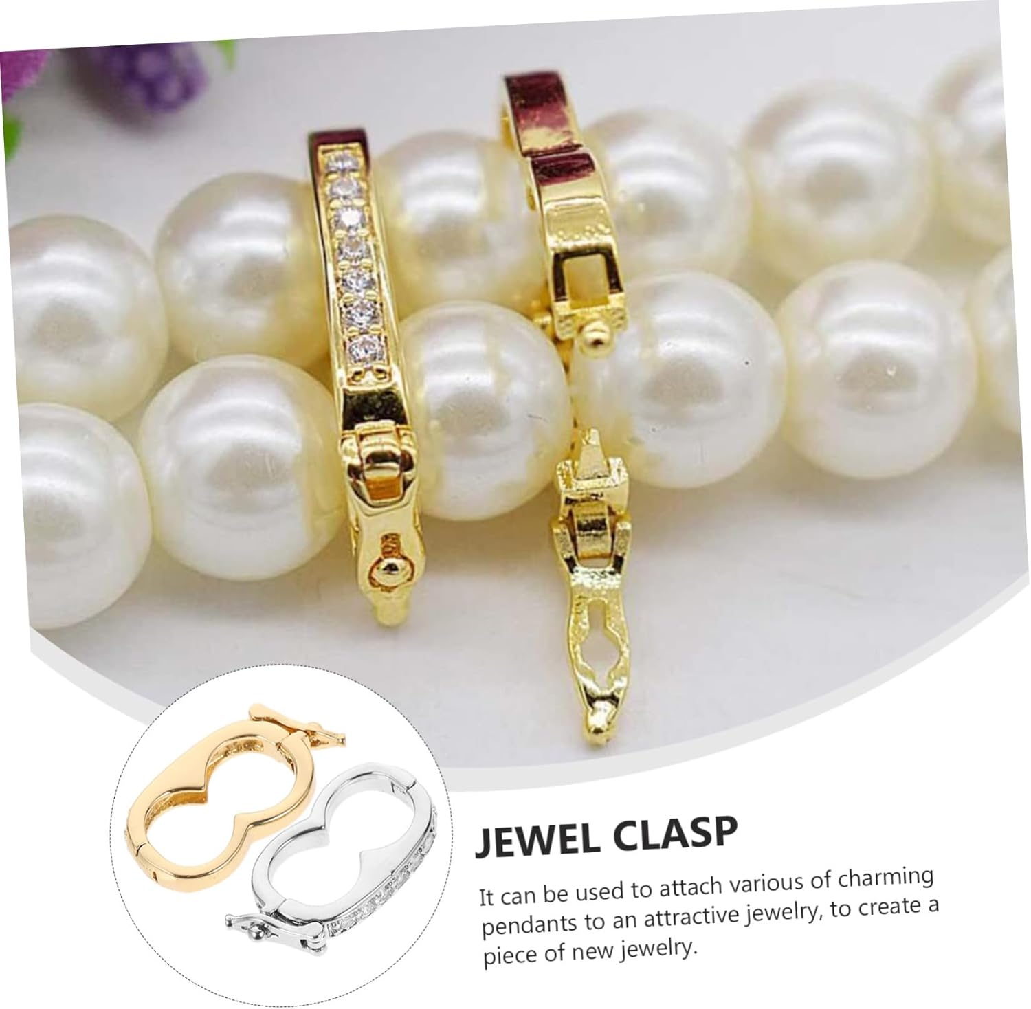 AUTSUPPL 2Pcs Pearl Necklace Shortener Clasps for Layering Adjustable Necklace Separator Clasps Jewelry Making Accessories for Pearl and Bead Necklaces