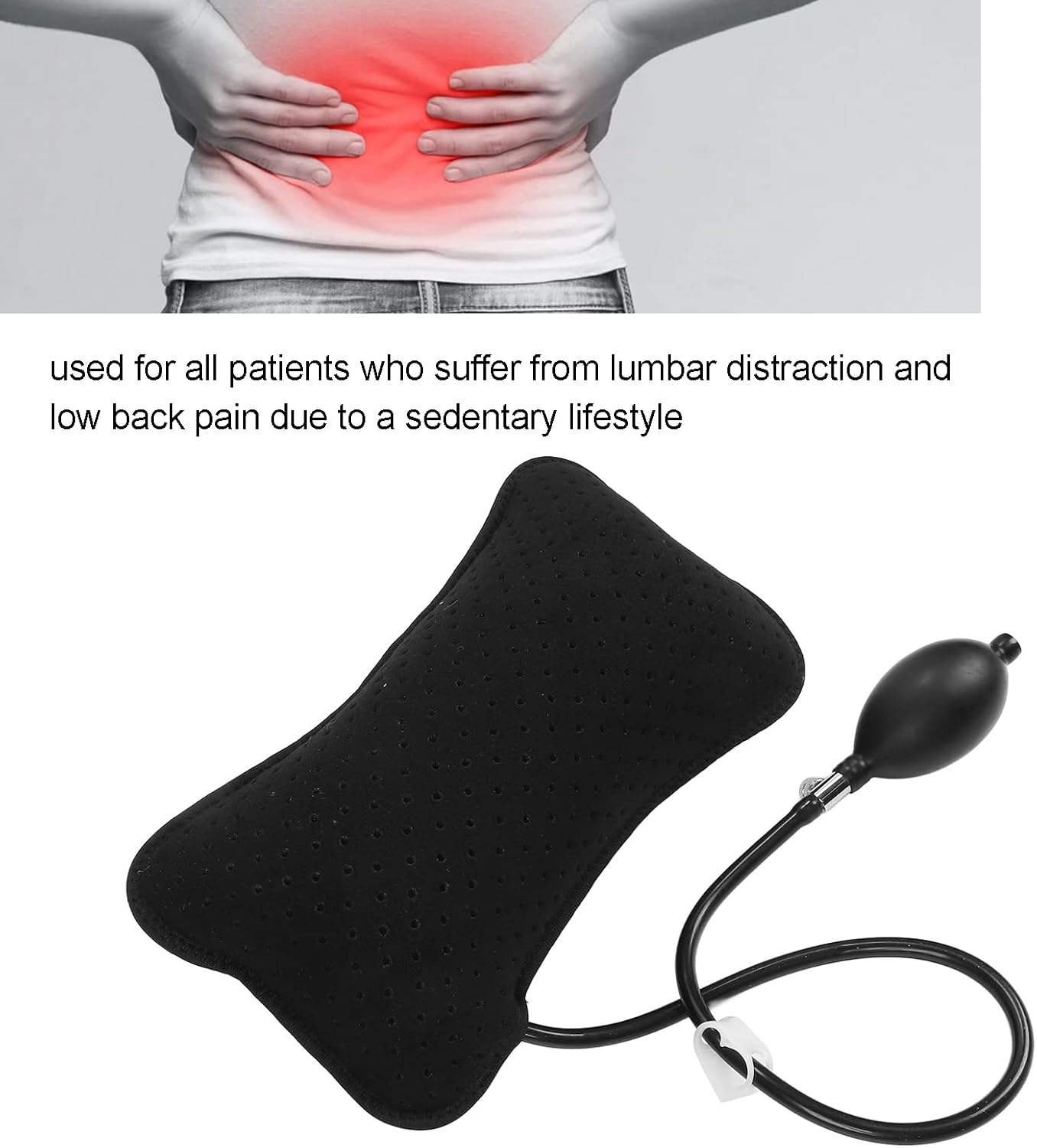 Inflatable Lumbar Support Pillow With, Portable Washable Adjustable Backrest Cushion for Car, Office Chair, Home, Travel, Camping image number 1