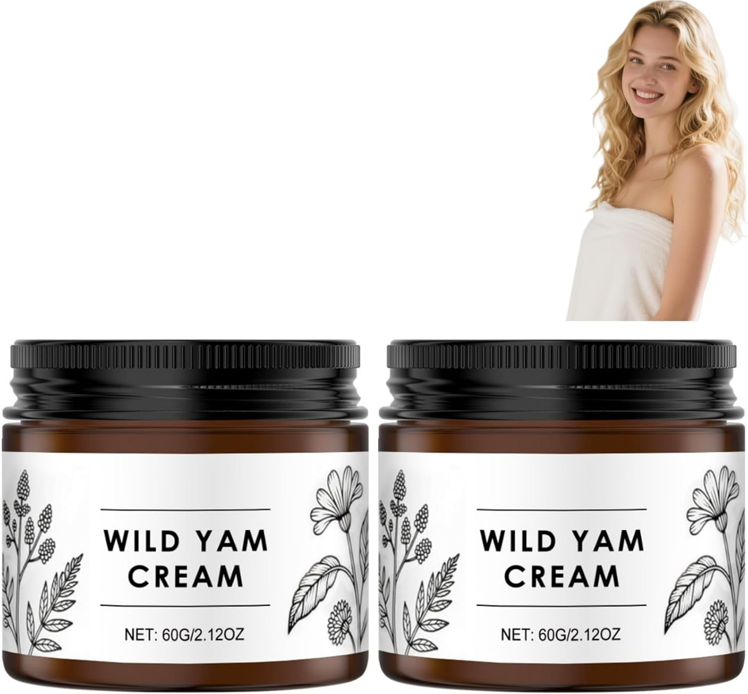 Wild Yam Cream - Deep Hydrating Face and Body Cream, Gentle and Mild,Moisturized, Firming for Most Skin Types, Improve Skin&rsquo;S Smoothness and Elasticity, Easy to Absorb,Long-Lasting (2PCS)
